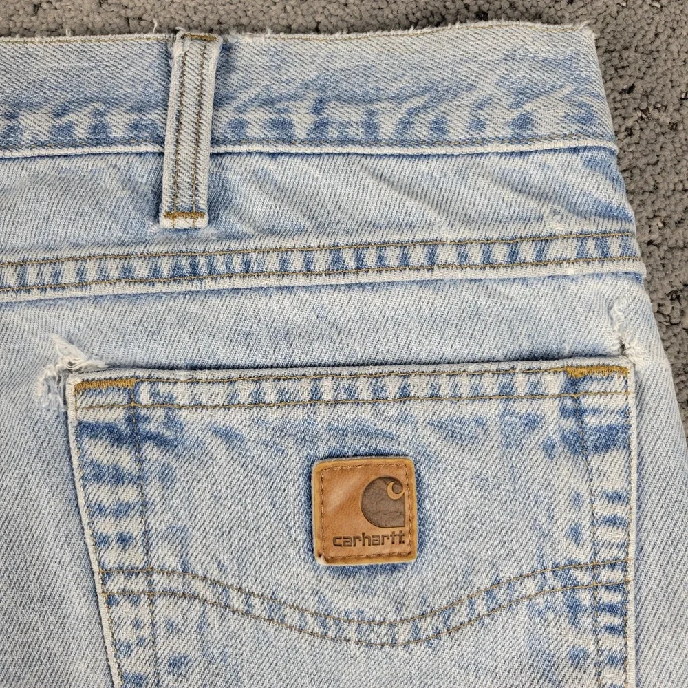 Carhartt Jeans Mens 42x33 Blue Straight Leg Traditional Fit Light Wash Workwear